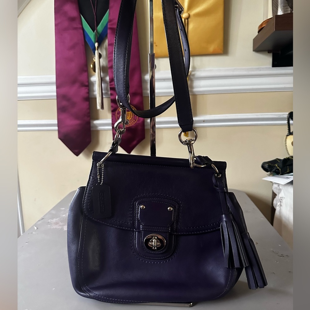 COACH Willis leather crossbody bag in deep purple NWOT